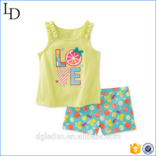 2017 Fashion Kids Clothes Summer Sets Wholesale Children's Boutique Clothing Sets with Sleeveless Shirt and short Pants